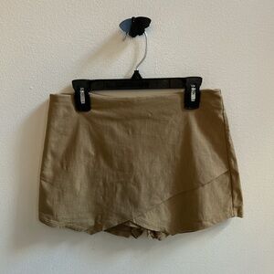 Acorn colored asymmetrical mini skort